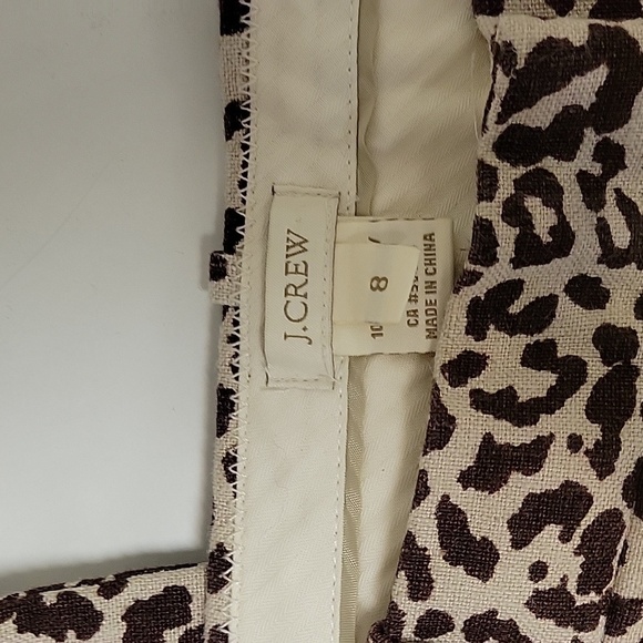 J Crew 100% linen leopard print trousers sz 8 - Picture 4 of 5